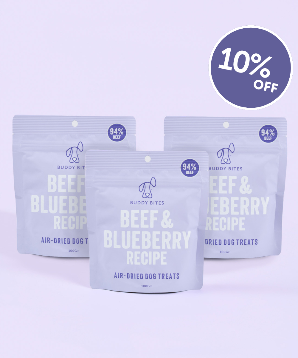 3 Pack Beef & Blueberry Air Dried Dog Treats