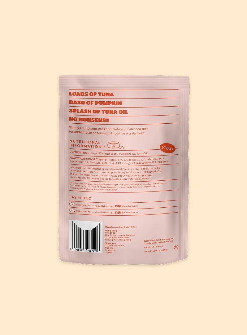 Cat Food Topper (Pouch) - Tuna with Pumpkin in Broth 70g